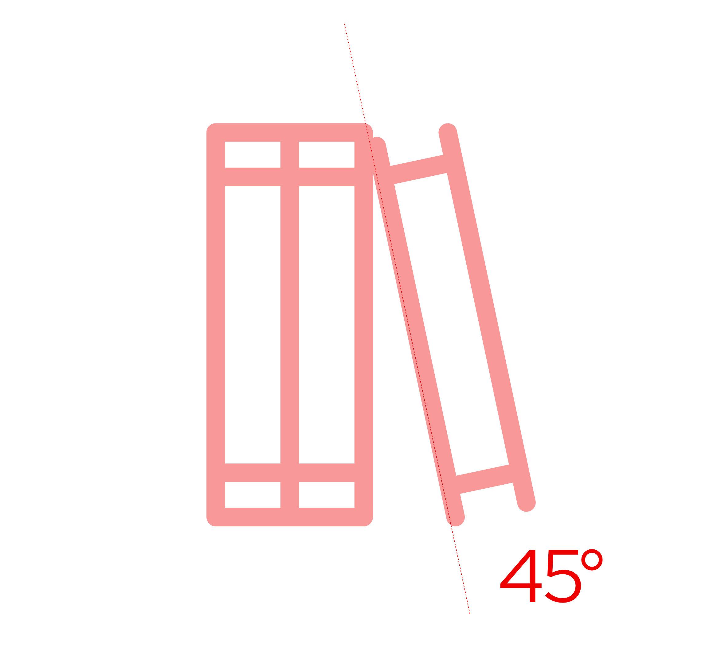 Illustration of 45 degree angle on books